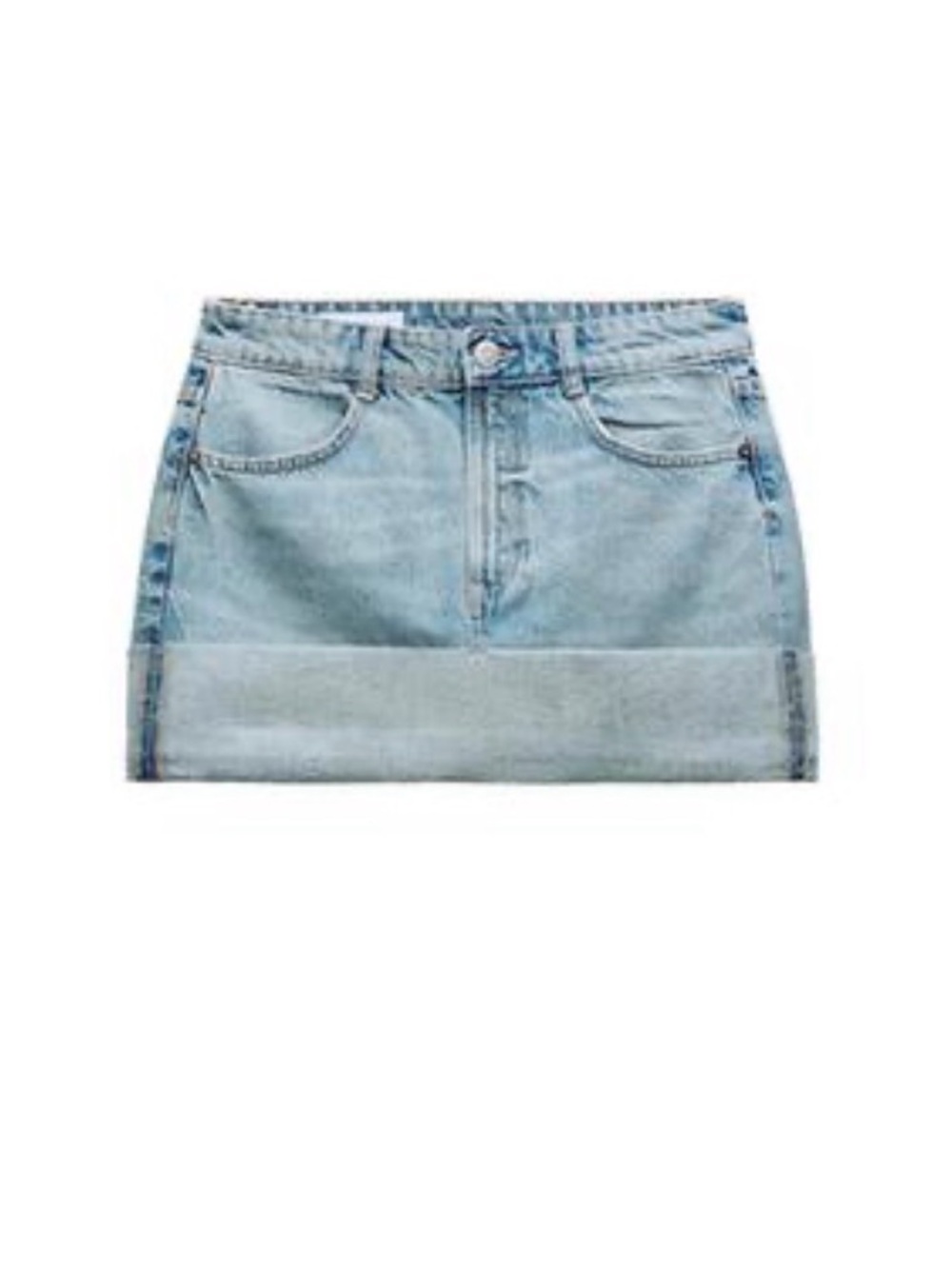 Zara Folded Sky Blue Denim Skirt